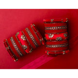 Traditional Velvet Bangle set with Thread Kada for Two Hands