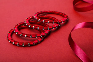 Beautiful Set Of 4 Silk Thread Bangles For Party Wear